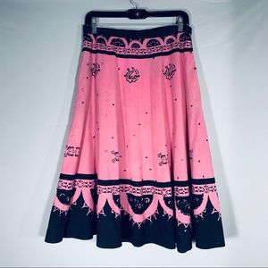 Hot Pink & Black Sequined Ethnic Skirt
